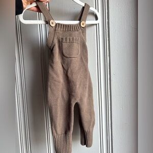 Brown Knit Baby Overalls - Jamie Kay 3/6M